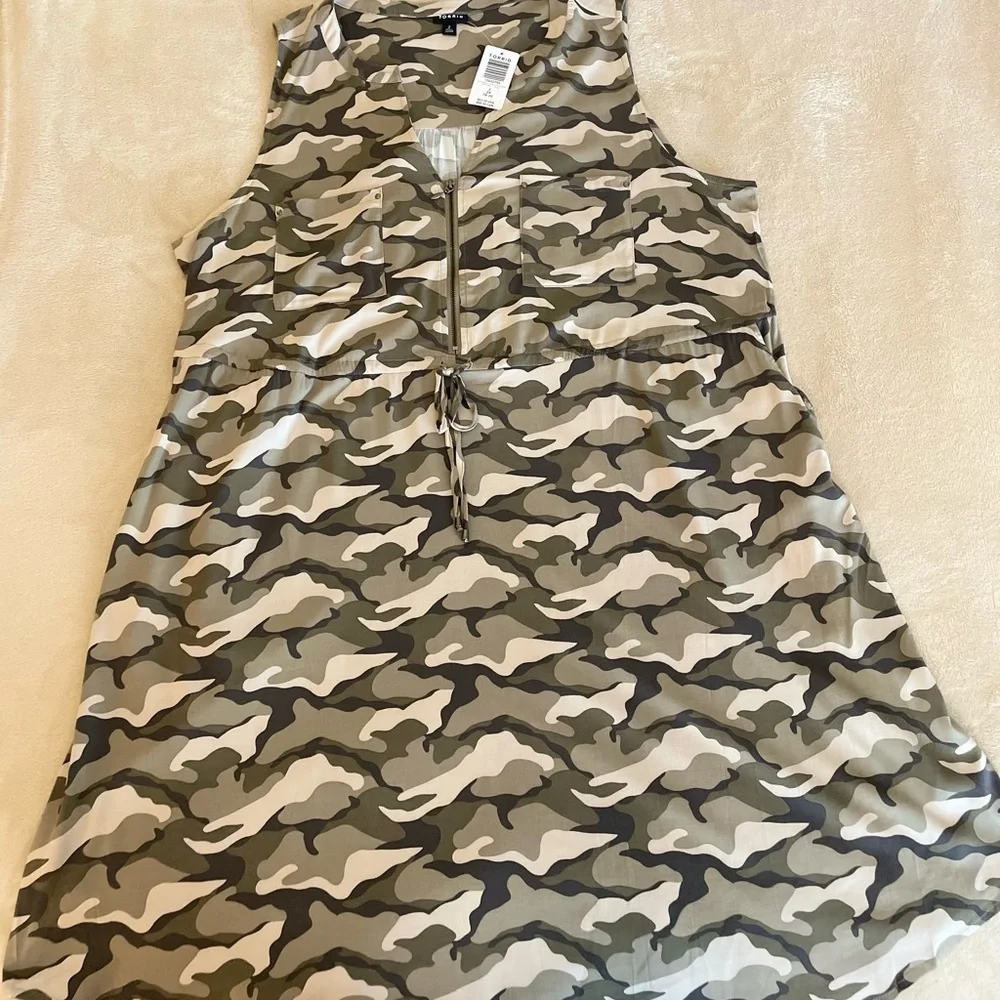 Torrid Sleeveless Zip Front Camo Shirt Dress - Sizes 1X & 2X - Picture 8 of 16